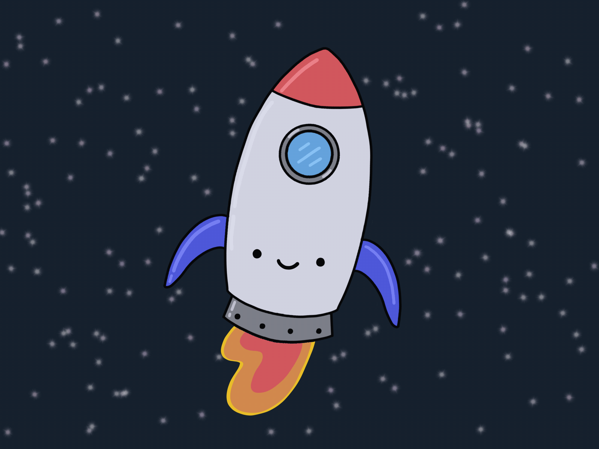 GIF einer Rakete, erstellt mit Procreate